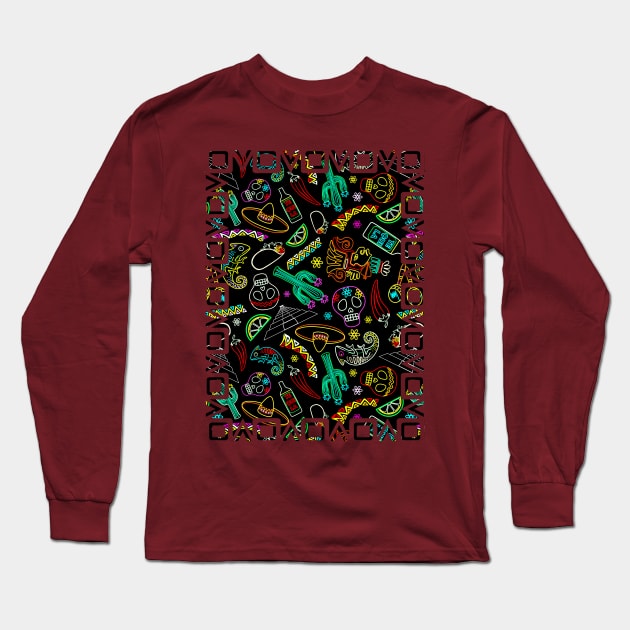 Mexico Fiesta Long Sleeve T-Shirt by BluedarkArt